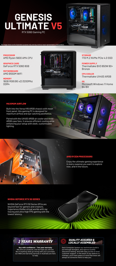 Amd Genesis Shop Genesis Ultimate V5 Gaming PC | AMD Ryzen 5 | RTX 5060 | 16GB RAM ...